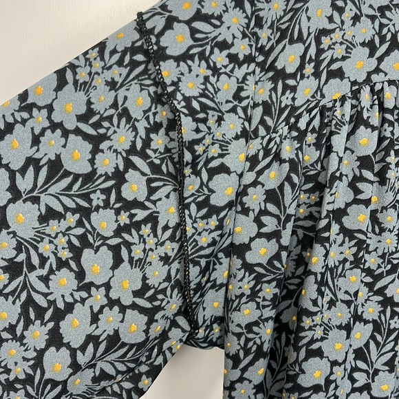 Haptics by Holly Harper Dress S/M Gray/Black Floral Print Mini Prairie Baby Doll - Picture 4 of 12